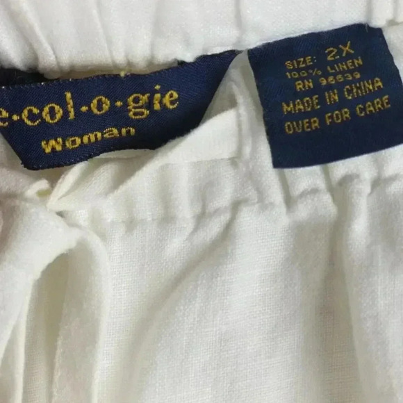 Women's 100% Linen White Wardrobe Staple Pant Sz 2X - Picture 5 of 6